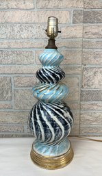 Vintage Atomic Blue And Black Ceramic Table Lamp