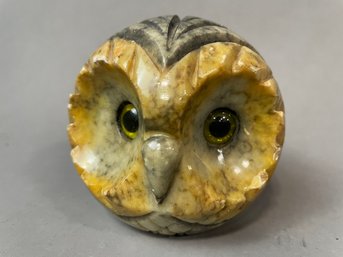 Vintage Alabaster Hand Carved Owl