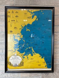 Vintage Framed Boston Bay Map 1970