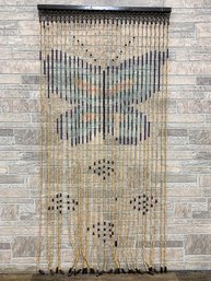 Vintage Beaded Curtain With Butterfly Detail