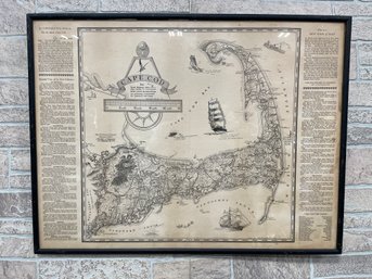 Vintage 1934 Map Of Cape Cod Framed