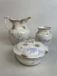 Group Of Antique Transfer Ware Iron Stone AS IS