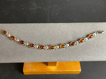 Sterling And Amber Bracelet