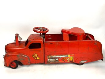 Vintage Marx Press Steel Ride On Fire Truck