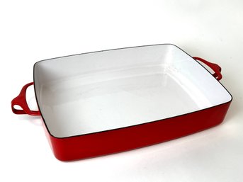 Vintage Dansk Kobenstyle France Red Enamel Large Baking Pan Casserole Dish 16'