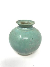 Small Green Art Pottery Vase - Signed