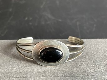 Sterling And Onyx Cuff Bracelet