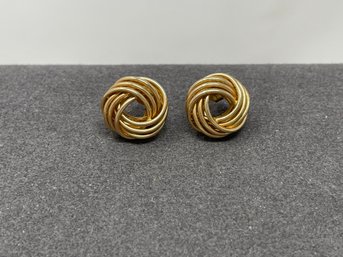 14k Gold Beaded Knot Earrings 2.08g (79)