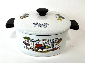 Mid Century US Stamping 'fiesta' Dutch Oven