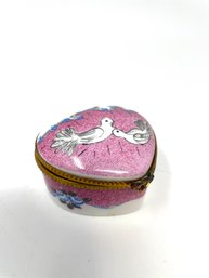 Limoges Porcelain Heart With Doves Trinket Box