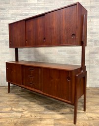 HP Hansen Mid Century Danish Teak Credenza Hutch