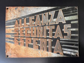 Alleanza Securitas Esperia (AKA Italian Insurance Company) Plaque