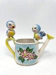 Vintage Norcrest Bluebirds Floral Watering Can Planter