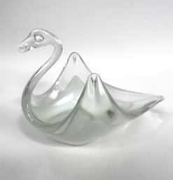 Mery Bomboniere Art Glass Swan Trinket Dish