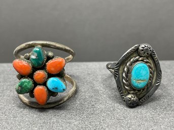 Pair Of Sterling Native American Rings (89)