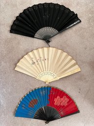 Collection Of Vintage Hand Fans In Nice Condition For Age