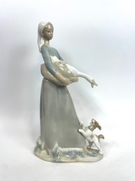 Lladro Girl With Goose And Dog Figure