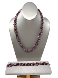 Garnet Bead Necklace & Bracelet (93)