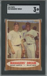 1962 Topps Managers Dream Mickey Mantle Willie Mays SGC 3