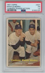 1957 Topps Yankees Power Hitters Mantle Berra PSA 1.5