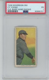 T206 Cy Young Soverign 350 Bare Hand Showing PSA 1