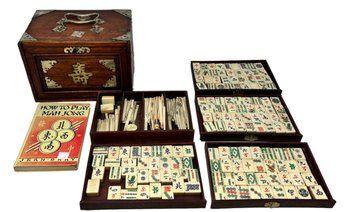 Vintage Chinese Mahjong Set With Playing Book