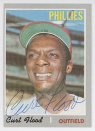 1970 Topps Curt Flood Signed