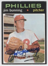1971 Topps Jim Bunning #574 Signed High Number