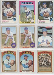 Lot Of (9) Pre 1975 Tug McGraw Baseball Cards