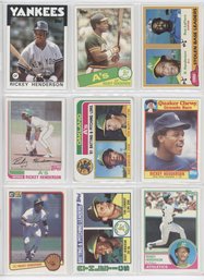 Lot Of (9) 1980s Rickey Henderson Baseball Cards