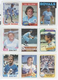 Lot Of (9) Pre 1986 George Brett Baseball Cards