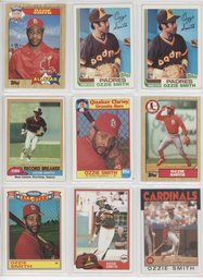 Lot Of (9) Ozzie Smith Baseball Cards