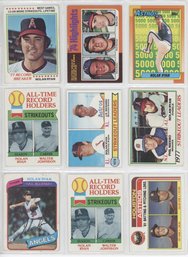 Lot Of (9) Vintage Nolan Ryan Baseball Cards