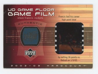 2002 UD Game Floor Steve Francis Game Used Floor Relic