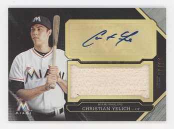 2016 Triple Threads Christian Yelich Game Used Bat Relic Auto #/75