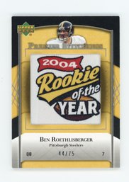 2007 UD Premier Ben Roethisberger 2004 Rookie Of The Year Commemorative Patch #/75