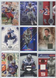 Lot Of (9) Football Game Used Relic/ Autographed Cards
