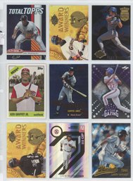 Lot Of (9) Baseball Insert/ Serial Numbered Cards W/ Griffey, Chipper Bonds And More