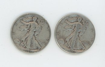 Pair Of Silver Walking Liberty Half Dollars Lot 5