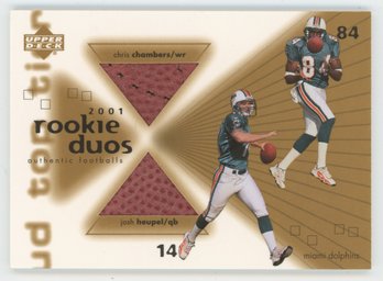 2001 Upper Deck Rookie Duos Chris Chambers/ Josh Heupel Dual Game Used Ball Relic