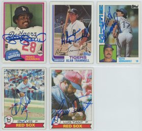 Lot Of (5) Singed Topps Baseball Cards W/ Alan Trammell, Keith Hernandez And More!