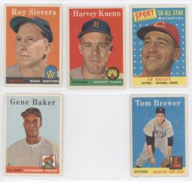 Lot Of (5) 1958 Topps Baseball Cards