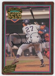 1994 Action Packed 24KT  Minor League Player Of The Year Derek Jeter Rookie On Card Autograph