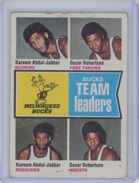 1974 Topps Bucks Leaders Oscar Robertson Kareem Abdul Jabbar