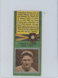 1934 Diamond Baseball Matchbook Charles Marrow
