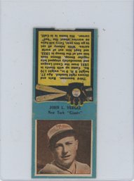 1934 Diamond Baseball Matchbook John Vergez