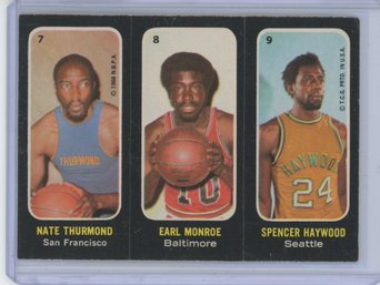 1971 Topps Basketball Sticker Thurmond , Monroe & Haywood