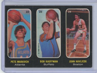 1971 Topps Basketball Sticker Maravich, Kauffman & Havlicek