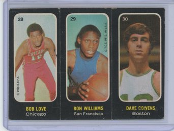 1971 Topps Basketball Sticker Love, Williams & Cowens