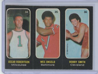 1971 Topps Basketball Sticker Robertson, Inseld & Smith